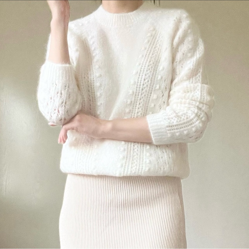 Sezane Come Jumper Mohair Wool Knit Pullover Sweater in Ecru Size S - Picture 15 of 16